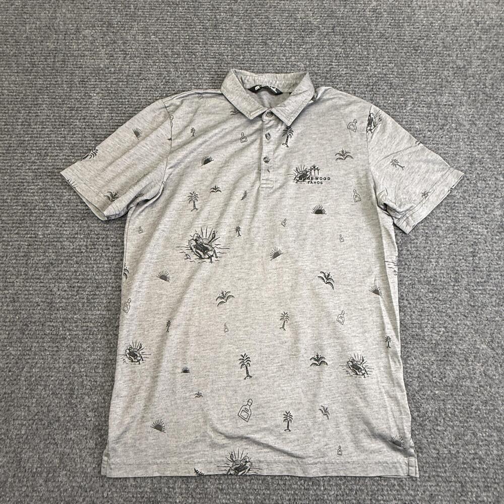 Travis Mathew Polo Shirt Mens Large Gray Skeleton Edgewood Tahoe Golf